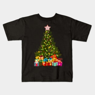 Merry Christmas Tree With Lights & Gifts Kids T-Shirt